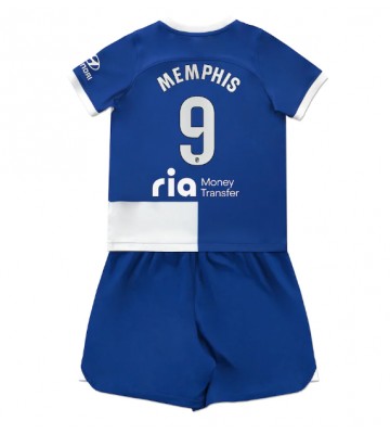 Lacne Dětský Futbalové dres Atletico Madrid Memphis Depay #9 2023-24 Krátky Rukáv - Preč (+ trenírky)